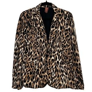 ANDRADE‎ Blazer Jacket Women's Size Large Leopard Print No Pockets